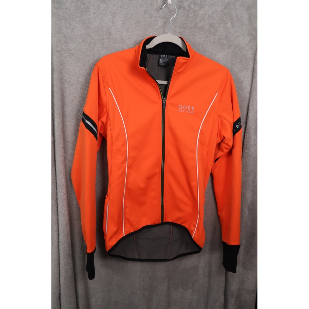 Gore Bike Wear Windstopper Soft Shell Cycling Jacket Orange Mens Small JWMPOW
